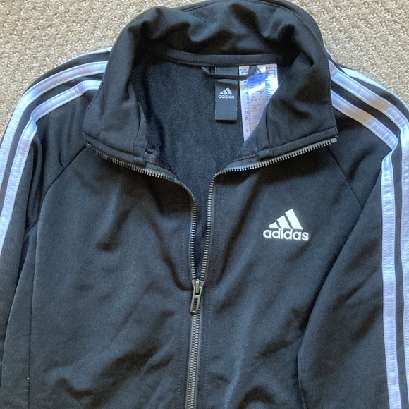 Adidas Black Track Jacket with White Stripes - Picture 2 of 4